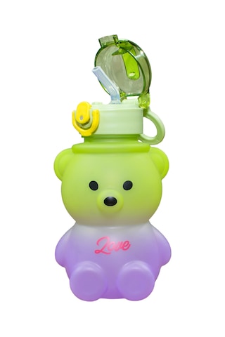 Ayıcık Desenli 800 Ml Su Matarası Bpa Içermez Okul Ve Spor Için Suluk Sticker Hediyeli Mor Plast Diğer
