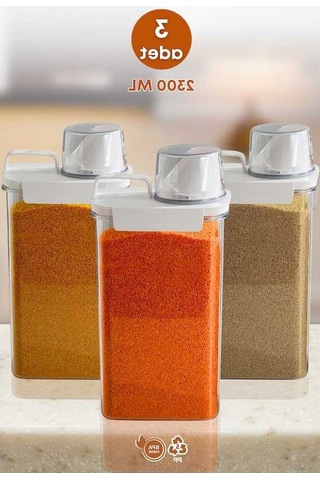 Novahub 3 Lü Sızdırmaz Kapaklı Depolama Kabı, 2300 Ml, Erzak Saklama Şeffaf