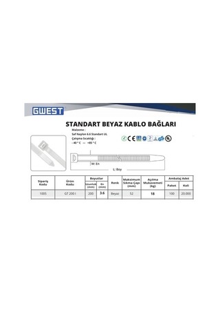 GT 200I (200X3,6MM) KABLO BAGI