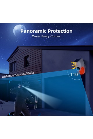 Geeksen Güneş Enerjili 120db Sesli Alarm: İnsan Algılayıcı, Ip65 Su Geçirmez, 5.5m/110 Tespit, Usb/güneş Şarjlı, Uzak Kumanda Ve 8 Ses Seçeneği