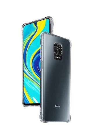 Xiaomi Redmi Note 9 Pro Kamera Korumalı Antişok Airbag Köşe Korumalı Silikon Şeffaf Kapak