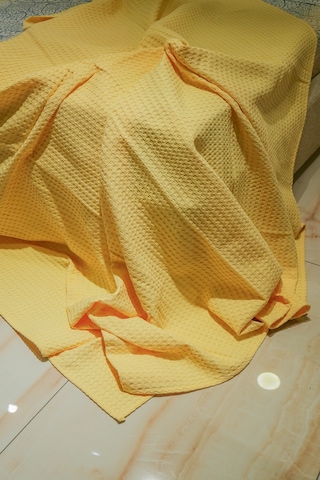 Sofline Premium %100 Pamuk Çift Kişilik Yazlık Pike, Yatak Örtüsü,terletmez Kumaş Güneşsarı Renk 240x200cm Güneş Sarısı