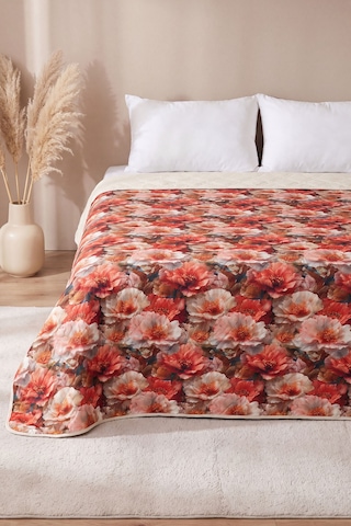 Gelincik Çiçeği 5d Çok Amaçlı Çift Kişilik Baskılı Pike & Yatak Örtüsü 200x220 Cm Çok Renkli