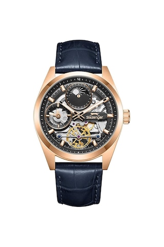 Slazenger Sl.09.2559.2.06 Quartz Lacivert Deri Kordon Siyah Kadran 44 Mm Erkek Kol Saati Rose Gold