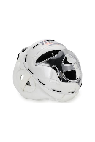 Titan Sport Yüz Korumalı Boks Kaskı , Beyaz İşlemeli Desenli Camlı Model Çok Renkli