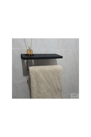 Risingmaber Siyah Havlu Tutacağı Raf Metal Havlu Askısı Mutfak Banyo Raflı Havluluk Metal Raflı Havluluk Koku Hed Çok Renkli
