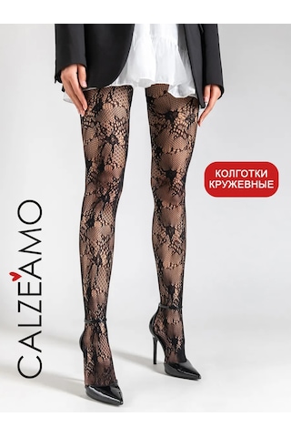 Calzeamo Y2k Desenli Dantel File Çoraplar 451010981 Siyah