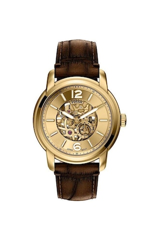 Fossil Fme3279 Otomatik Deri Kahverengi Safir Cam 44 Mm Erkek Kol Saati Altın