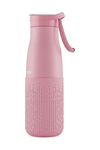 Puccon Pipetli 500 Ml Pembe Paslanmaz Çelik Matara/suluk - Silikon Gövde Yağmur - 50015