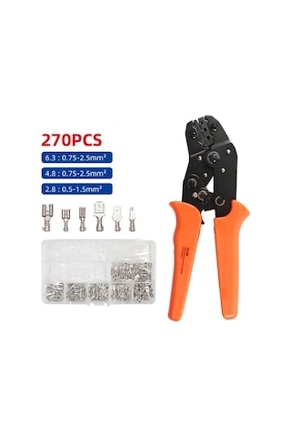 Tongxida Sn-48b Çelik Ergonomik Kollu Çıkrık Aleti Seti 0.5-2.5mm² + 270 Adet Terminal