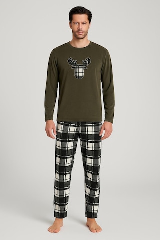 Sude Erkek Bisiklet Yaka Kışlık Polar Pijama Takımı A100/71 - 1 Adet Haki