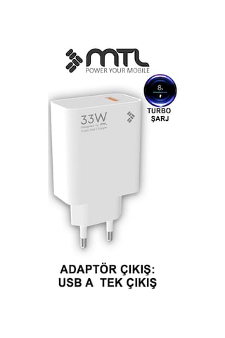 33w Turbo Şarj Saniyeli Usb Çıkışlı Hızlı Şarj Adaptörü Mt1754 46685672