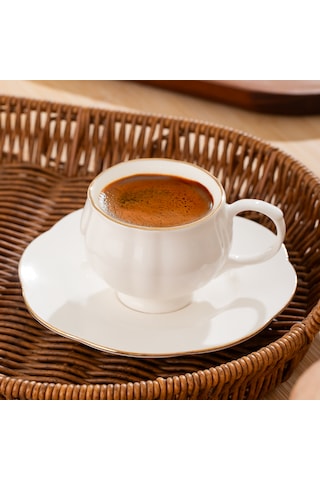 Porsima 4312 Emery 12 Parça Yaldızlı Porselen Kahve Fincan Takımı