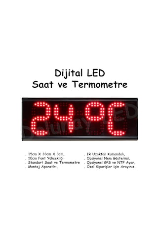 Dijital Led Saat Termometre 10Cm Font Çok Renkli