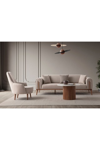 Riva 3+3+1+1 Koltuk Takımı Sütlü Kahve