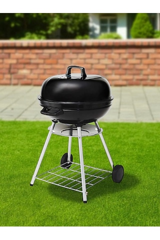 Xl Boy Kömürlü Küre Mangal Kapaklı Mangal 56cm Tekerlekli Yuvarl