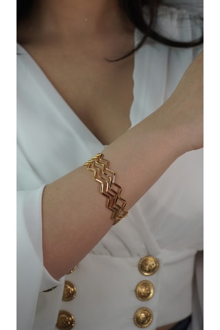 22 Ayar Altın İşçiliksiz Zigzag Bilezik 10 Gr