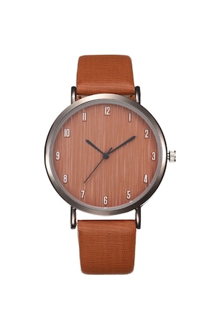 Padalink Kadınlar İçin Basit Dijital Kadranlı Kayaç Tasarımlı Deri Bantlı Kesin Zaman Tutucu Kuvars Kol Saati Kahverengi Diğer