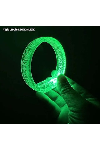 Yeşil Led Işıklı Baskı Yapılabilen Pilli Bileklik Bilezik Çok Renkli