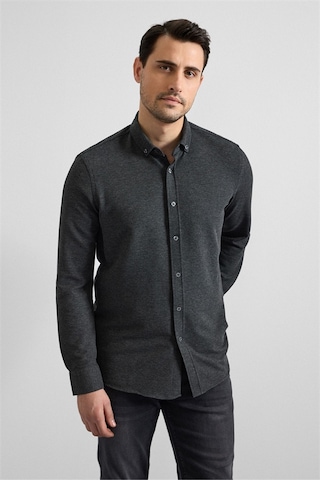 Süvari Antrasit Slim Düğmeli Yaka Manşetli Casual Gömlek Gm2025500500-s08 Antrasit