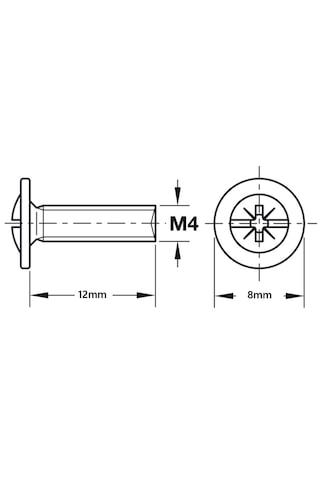 Çekmece Kulp Civatası M4 12mm 20 Adet