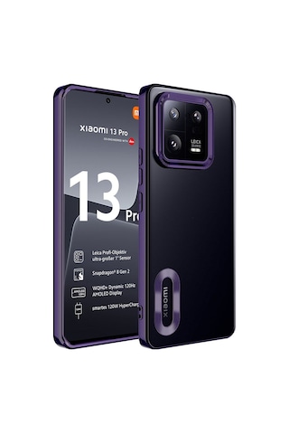 Xiaomi Mi 13 Pro Kılıf Kamera Korumalı Logo Gösteren Zore Omega Kapak Derin Mor