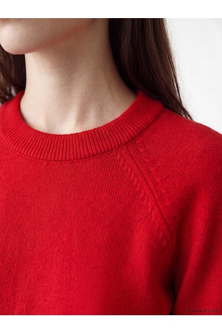 LC Waikiki Lcw Modest Kırmızı Bisiklet Yaka Kadın Triko Tunik Red