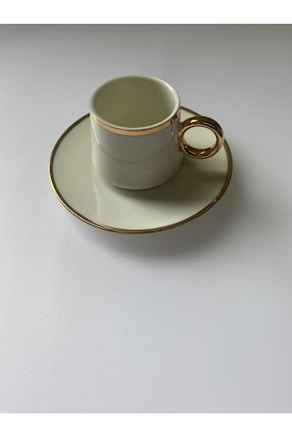 Tr-2425 Porselen Kahve Takımı Beyaz - Gold