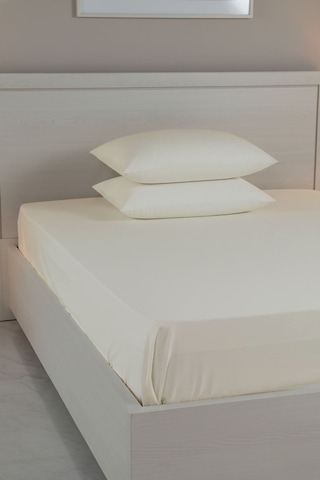 %100 Pamuk Ranforce Premium King Size Lastikli Çarşaf Seti - Krem Krem