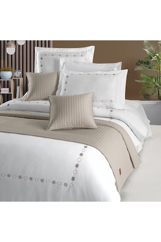 Pasioni Saten Elegante Taş Nakışlı Çift Kişilik Nevresim Takımı Taş