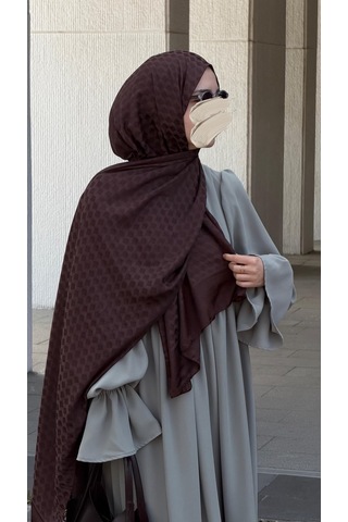 Qalortex Scarf Premium Pamuklu Jakar Şal-acı Kahve