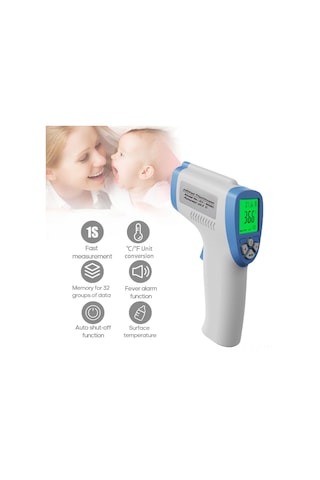 Teltree Mavi Elden Tutulan Entegre Infrared Test Cihazı - Dokunmadan Yüz Sıcaklığı Ölçer, Hızlı Ve Hassas Ölçüm, Yüksek Sıcaklık Uyarısı Pil Yok