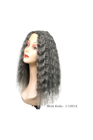 Peruk Ankara Fiber Sentetik Afro Su Dalgası Peruk Siyah Açık Gri Ombre 1-1001a