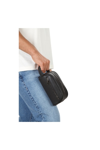 Adelina Bags Erkek Portföy El Çantası Seyahat Traş Kozmetik Clutch Çanta Siyah