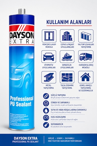 Dayson Beyaz Mastik Extra Güçlü Yapıştırıcı 280 Ml Üstün Yapışma Ve İzolasyon Sağlar 001 Beyaz -