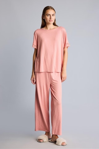 Defacto Regular Fit Kısa Kollu Dantel Detaylı Üst Geniş Paça Alt 2li Pijama Takımı I5544ax26aubr478 Bordo-br478