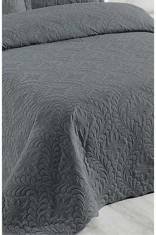 Tek Kişilik Düz Renk Kapitone Yatak Örtüsü, Sade Ve Şık Görünüm 175 X 250cm Antrasit