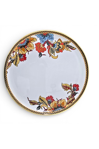 Sudedi Home 21 Cm Cam Pasta Tabağı 4 Kişilik Gerçek Altın Yaldızlı Şık Sunum Seti Çok Renkli
