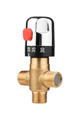Xindoker Ev İçin Bronz Isı Kontrol Valfi - G1/2 Termostatlı Boru Valfi, Güneş Enerjisi Ve Isıtıcı Uyumlu, Otomatik Sıcaklık Regülatörü