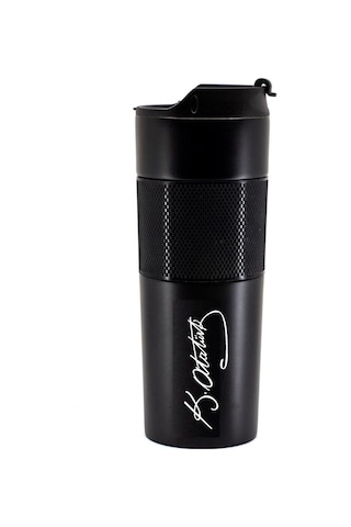 Hediye Vakti Kişiye Özel Mustafa Kemal Atatürk İmzalı French Press Termos 1 L Siyah