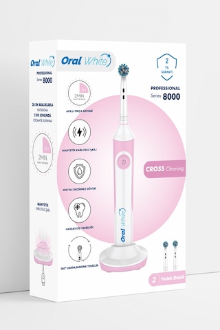 Oral White Professional Series 8000 Şarjlı Diş Fırçası Pembe