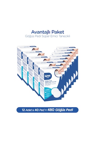 Wee Baby 40'lı Klasik Yapışkanlı Göğüs Pedi (40x12 480 Adet)