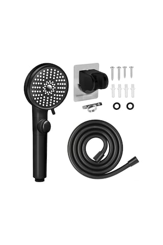 Lemestar Kamp Karavanı Duş Başkanı Siyah 5 Modlu Yüksek Basınçlı Su Tasarruflu Anahtar Ve Ayaklı Braketli