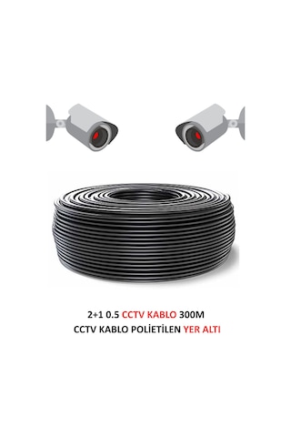 Fury 2+1 0.5mm Polietilen Yer Altı Cctv Kablo Güvenlik Kamera Kablosu 300m