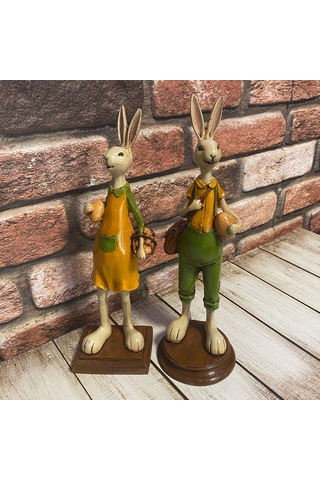 Sepette Yumurta Taşıyan Kadın Ve Erkek Tavşan Çift