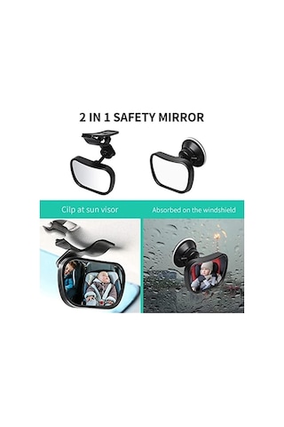 Novahub 360 Derece Araba Bebek Aynası, Bebek Arka Koltuk Aynası, Şeffaf Dışbükey Cam, Kolay Montaj, Güvenli Kullanım