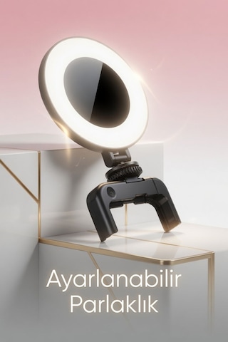 Aynalı Şarjlı Ring Light Telefon İçin Klipsli Led Selfie Işığı