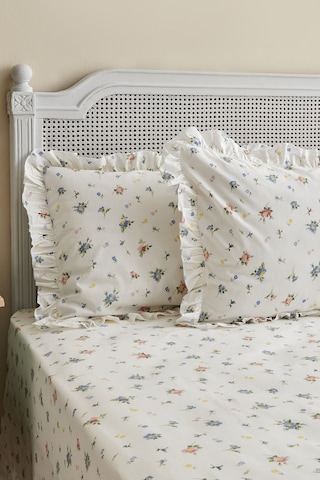 Karaca Home Mia %100 Pamuk Fırfırlı Çift Kişilik Çarşaf Takımı Mavi Pp 200.22.08.0057 Mavi