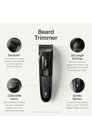 Manscaped Beard Hedger , Sakal Düzeltici/sakal Düzeltici, 20 Uzunluk Ayarı, Hassas Düzeltme İçin Paslanmaz Çelik T Bıçağı, 60 Dakika Kablosuz Çalışma Süresi, Su Geçirmez