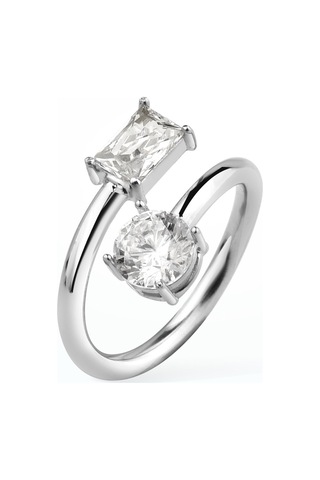 14 Ayar Altın Kaplama Baget Ve Yuvarlak Kesim Taşlı Yüzük - Rs00115 Altın